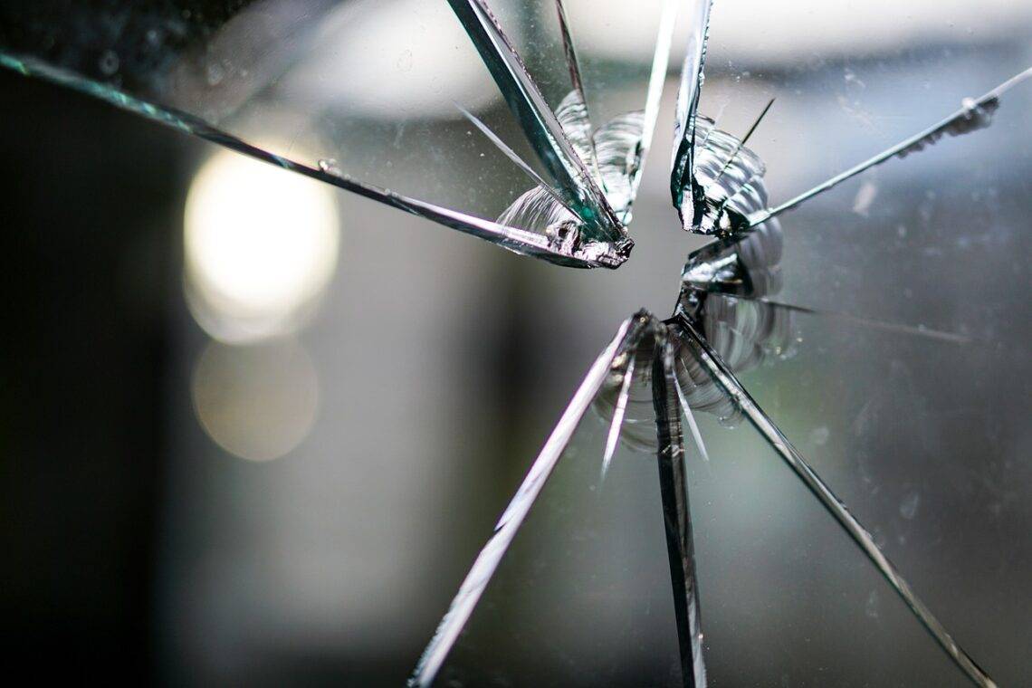 glass pane, glass, broken