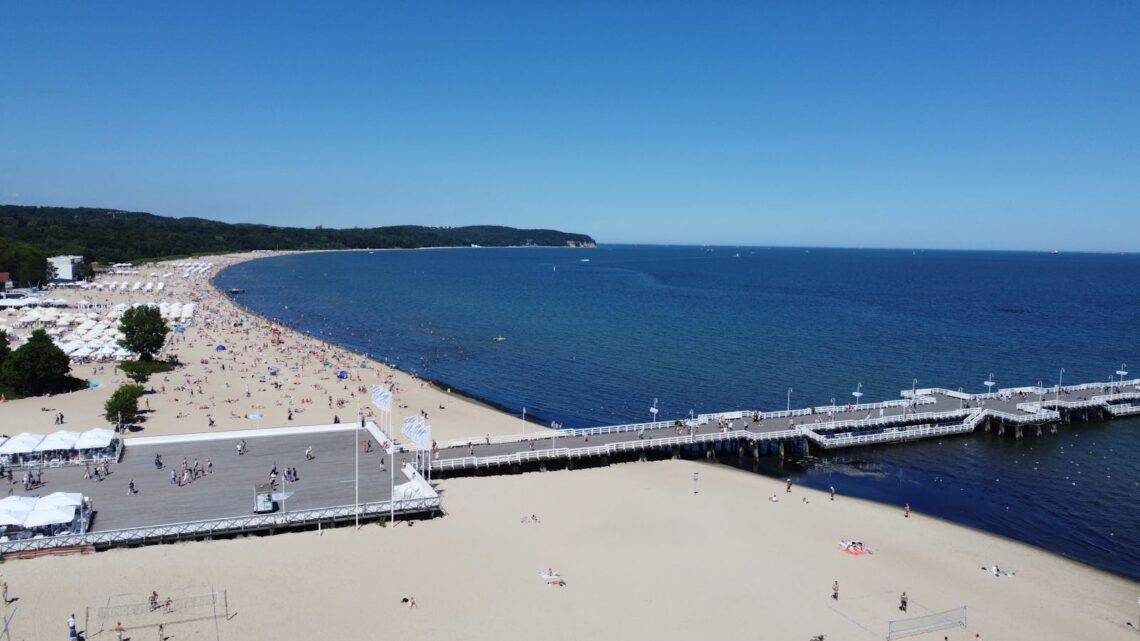 Drone Shot of Sopot Pier in Poland