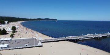 Drone Shot of Sopot Pier in Poland