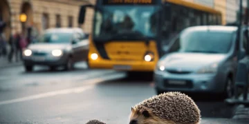 Bus Driver in Kraków Stops Traffic to Save Hedgehog Crossing Busy Road