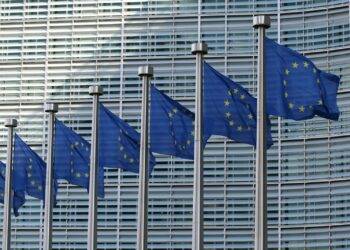 blue and white flags on pole