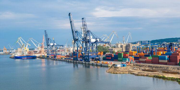 Deepwater container terminal in a summer day in Gdansk. Poland