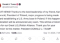 Trump says permanent US Army base in Poland is moving closer as two sites considered