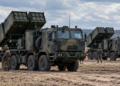 Polish Homar-K multiple-launch rocket systems during a military training exercise