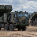 Polish Homar-K multiple-launch rocket systems during a military training exercise