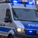 Close-up of a Polish police bomb disposal vehicle with blue emergency lights