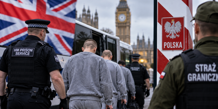 Editorial image illustrating UK prison releases and the possible return of Polish offenders to Poland