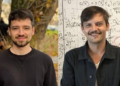 Side-by-side editorial image of the two 2026 Witold Lipski Prize laureates, one photographed outdoors and one in front of handwritten mathematical equations
