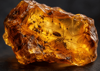 Digitally created macro view of a natural amber-like specimen