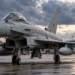 Digitally created editorial illustration of an Italian Eurofighter Typhoon at a Baltic airbase, not a photograph of the 18 October scramble.
