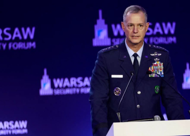 NATO Supreme Allied Commander Europe General Alexus Grynkewich addressing the Warsaw Security Forum.