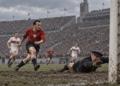 AI-generated editorial reconstruction representing Poland’s 2–1 win over the Soviet Union in Chorzów in 1957; not an authentic match photograph