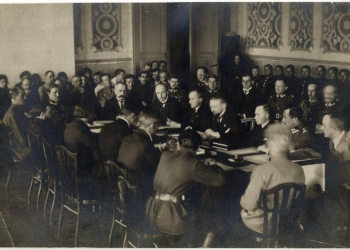 Polish and Soviet delegations during the Riga peace negotiations in October 1920