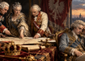 AI-generated editorial illustration representing the Third Partition of Poland and the loss of Polish statehood in 1795; not an authentic historical scene