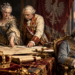 AI-generated editorial illustration representing the Third Partition of Poland and the loss of Polish statehood in 1795; not an authentic historical scene