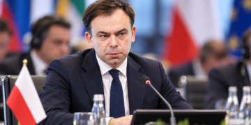 Polish finance minister Andrzej Domański at an international conference