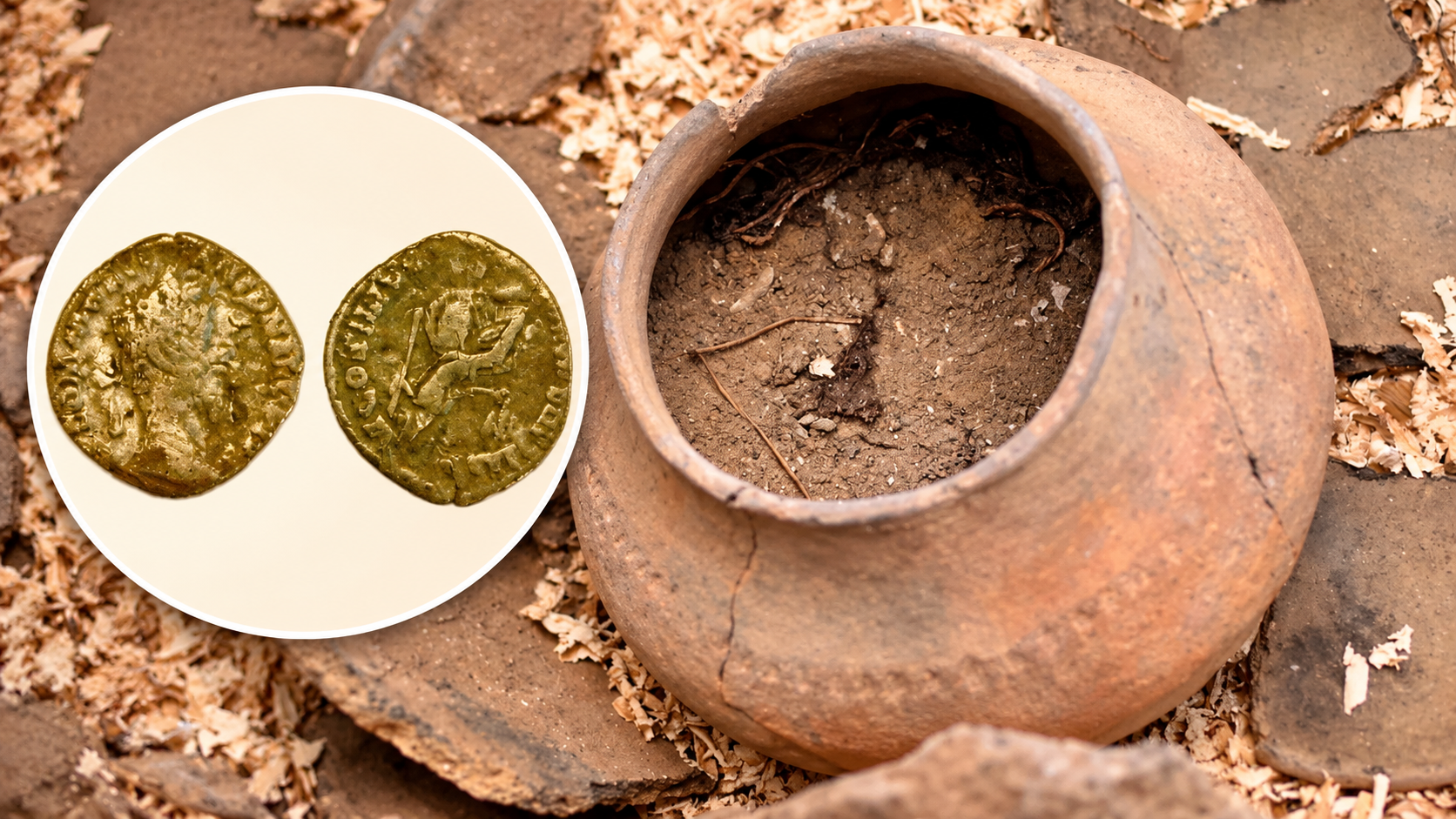 Ancient burial urn and Roman coin found in Mazovia