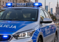 Digitally created close-up editorial image of a Polish police car in Warsaw